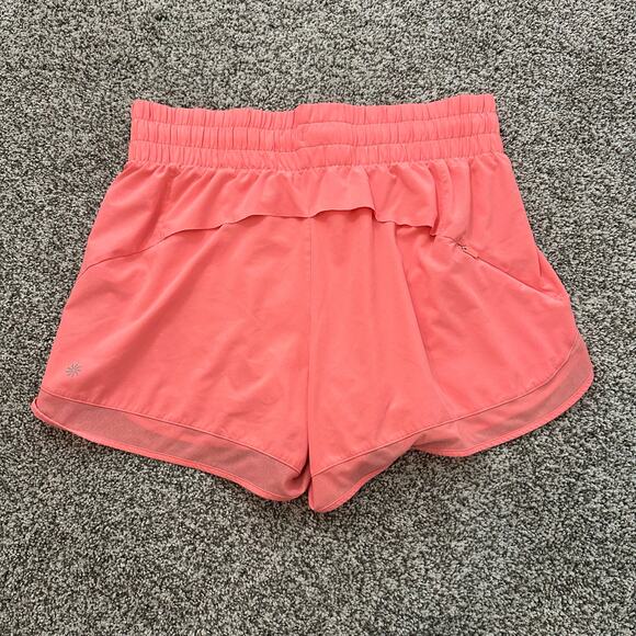 Athleta neon coral orange High Rise Mesh Racer Run 3" shorts size M - Picture 3 of 8